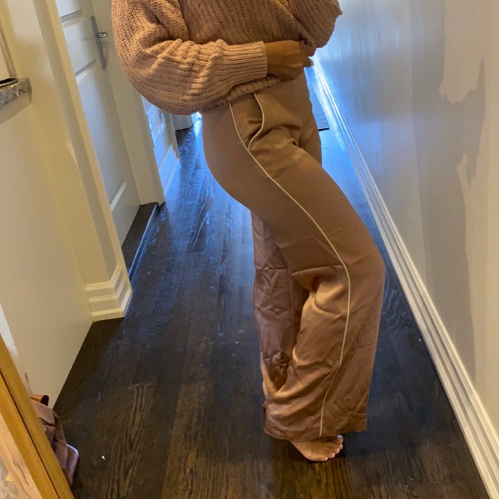 Aritzia straight leg silk pants